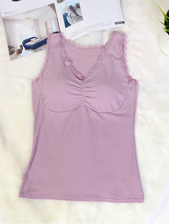 Lace Tank Top W/ Padded Chest Support 